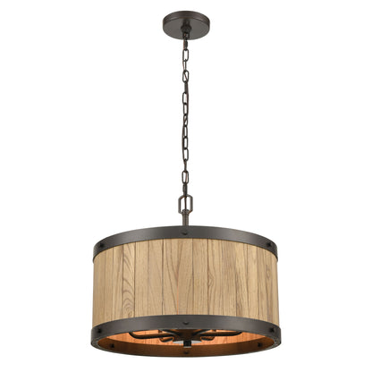 ELK SHOWROOM 33364/6 Wooden Barrel 19'' Wide 6-Light Chandelier - Oil Rubbed Bronze