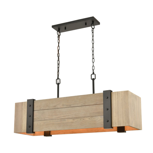 ELK SHOWROOM 33386/5 Wooden Crate 40'' Wide 5-Light Linear Chandelier - Oil Rubbed Bronze