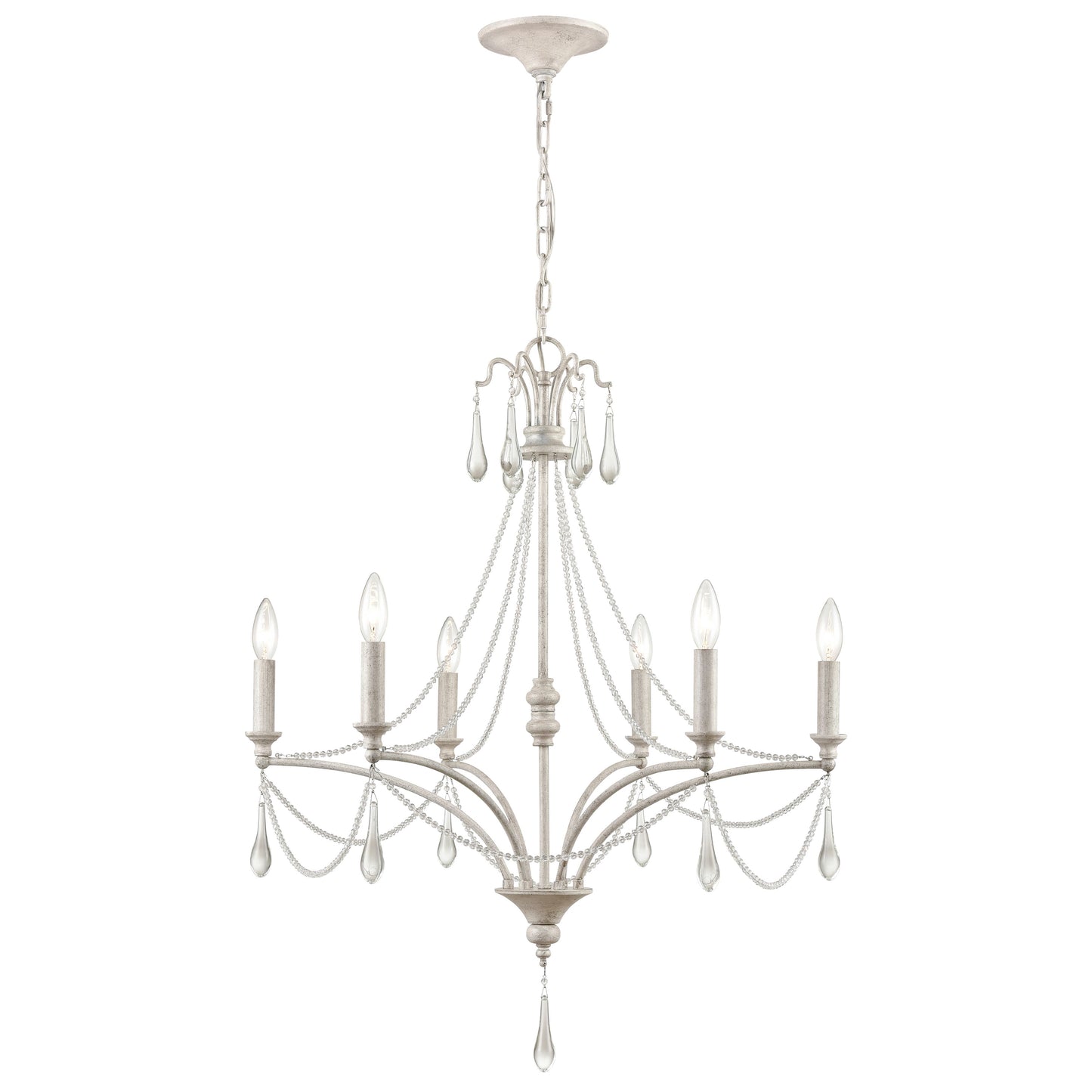 ELK SHOWROOM 33476/6 French Parlor 27'' Wide 6-Light Chandelier - Vintage White