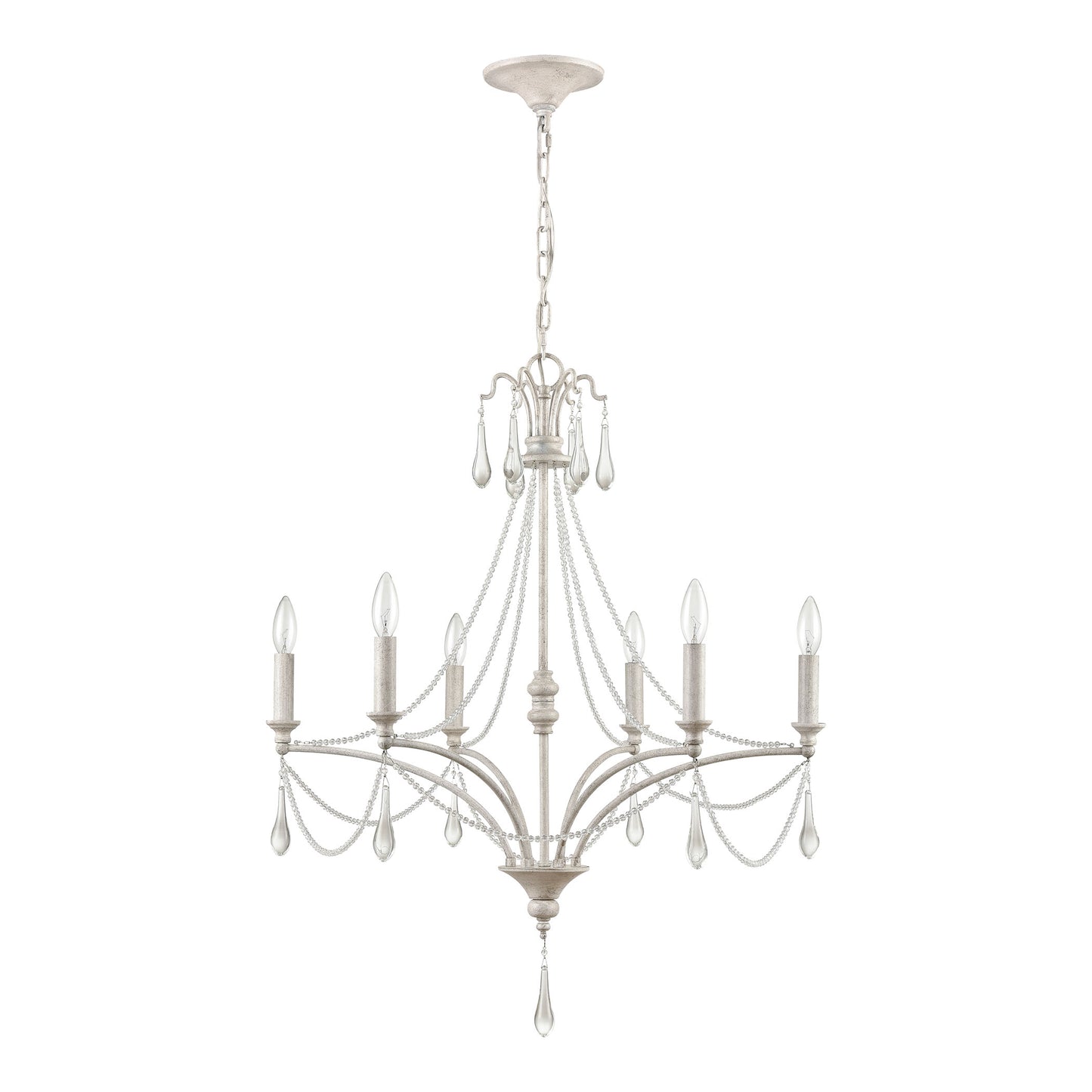 ELK SHOWROOM 33476/6 French Parlor 27'' Wide 6-Light Chandelier - Vintage White