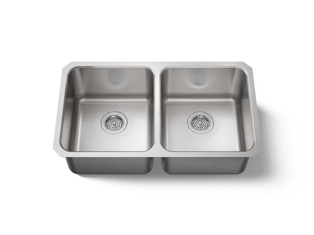 KOHLER K-3350-NA Undertone 31-1/2" Undermount Double-Bowl Kitchen Sink - Stainless Steel