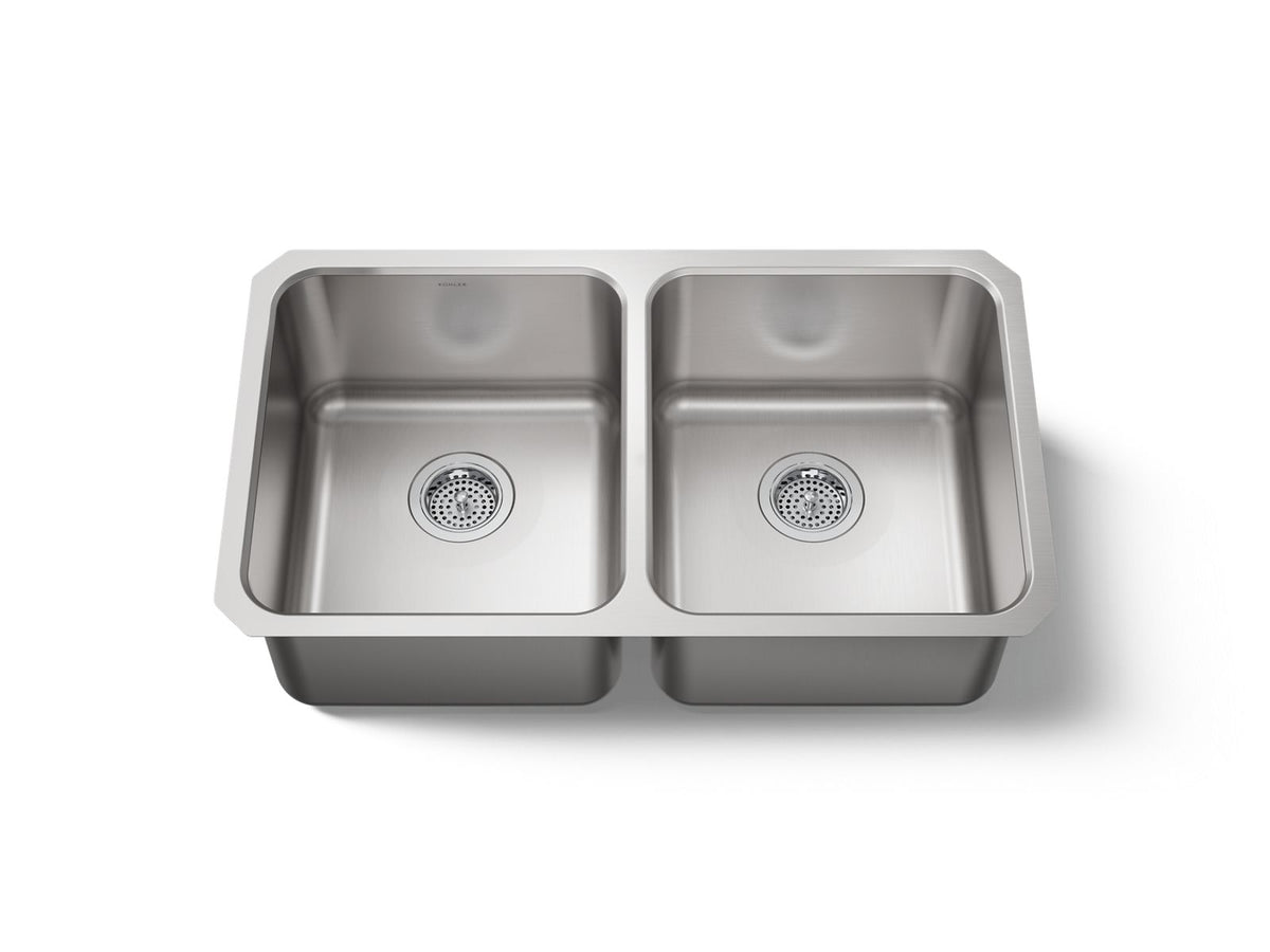 KOHLER K-3350-NA Undertone 31-1/2" Undermount Double-Bowl Kitchen Sink - Stainless Steel