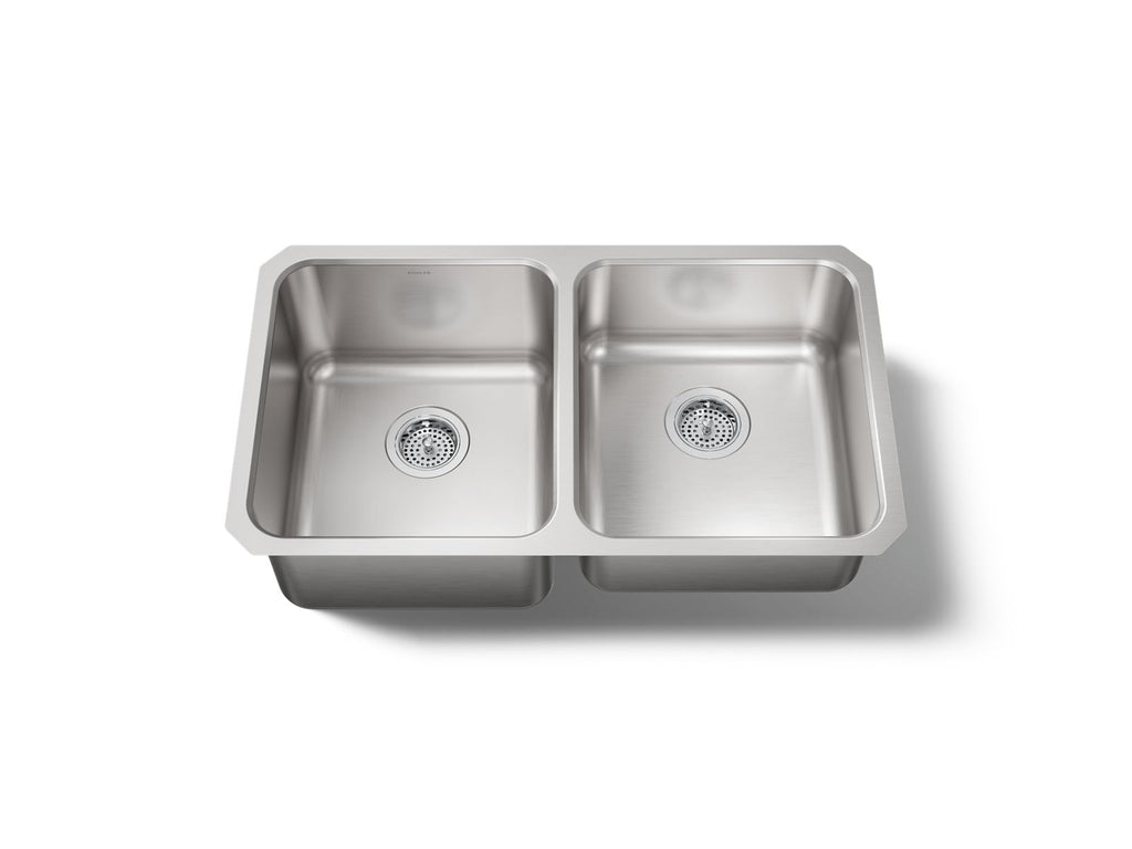 KOHLER K-3351-NA Undertone 31-1/2" Undermount Double-Bowl Kitchen Sink - Stainless Steel