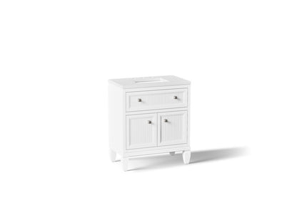 KOHLER K-33536-ASB-0 Hearthaven 30" bathroom vanity cabinet with sink and quartz top - White