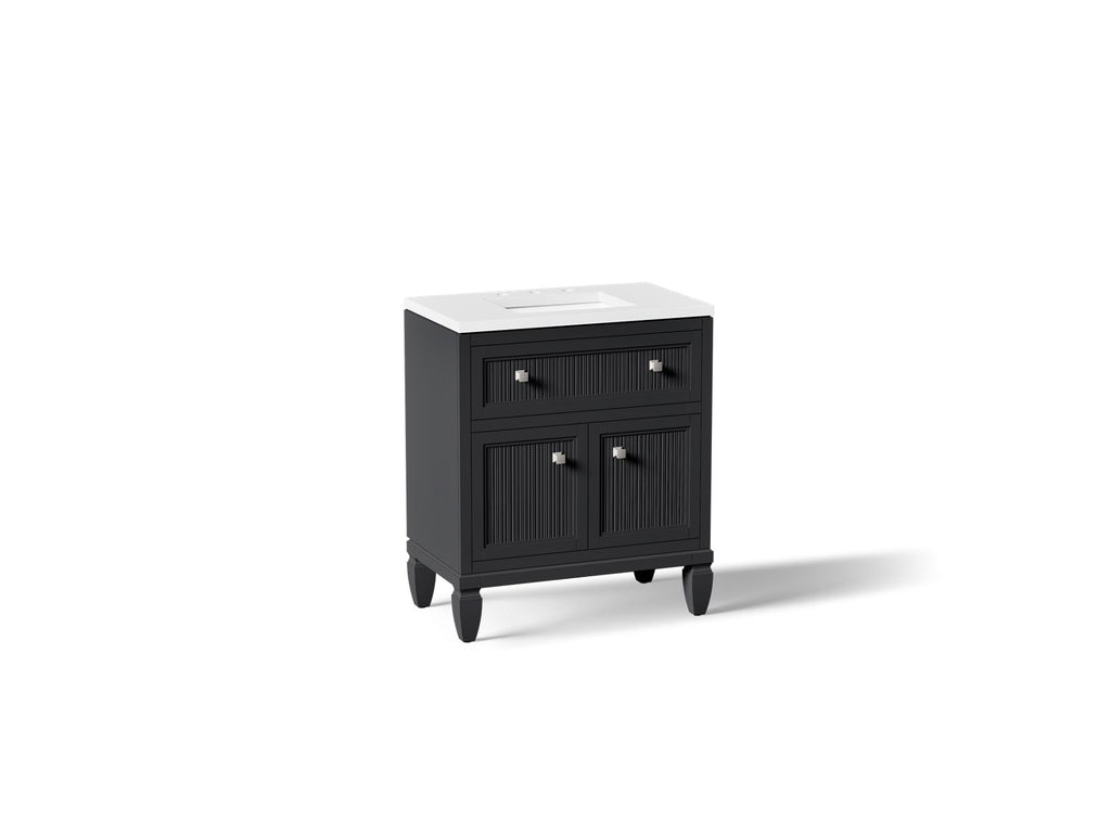 KOHLER K-33536-ASB-1WX Hearthaven 30" Bathroom Vanity Cabinet With Sink And Quartz Top - Slate Grey