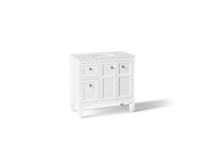 KOHLER K-33537-ASB-0 Hearthaven 36" bathroom vanity cabinet with sink and quartz top - White