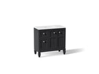 KOHLER K-33537-ASB-1WX Hearthaven 36" Bathroom Vanity Cabinet With Sink And Quartz Top - Slate Grey