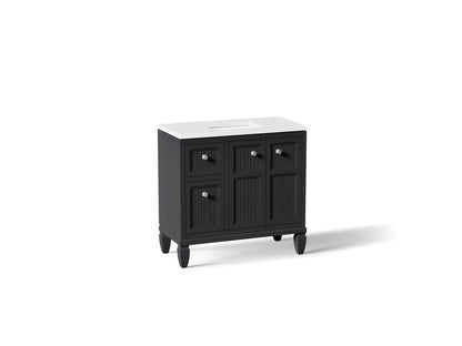 KOHLER K-33537-ASB-1WX Hearthaven 36" bathroom vanity cabinet with sink and quartz top - Slate Grey