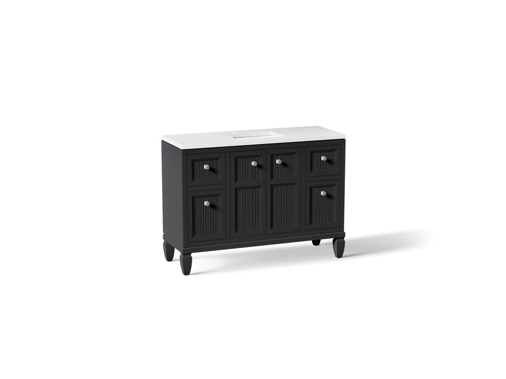 KOHLER K-33538-ASB-1WX Hearthaven 48" Bathroom Vanity Cabinet With Sink And Quartz Top - Slate Grey