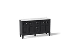 KOHLER K-33539-ASB-1WX Hearthaven 60" Bathroom Vanity Cabinet With Sinks And Quartz Top - Slate Grey