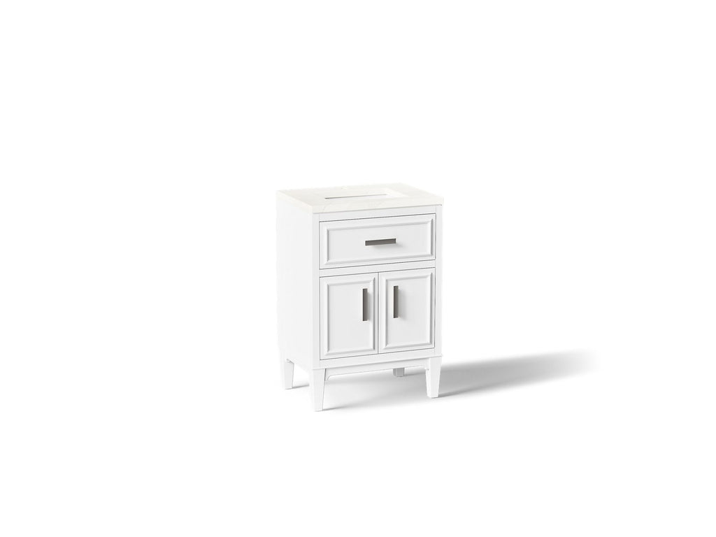 KOHLER K-33543-ASB-0 Southerk 24" Bathroom Vanity Cabinet With Sink And Quartz Top - White