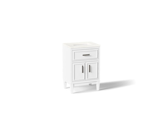 KOHLER K-33543-ASB-0 Southerk 24" bathroom vanity cabinet with sink and quartz top - White