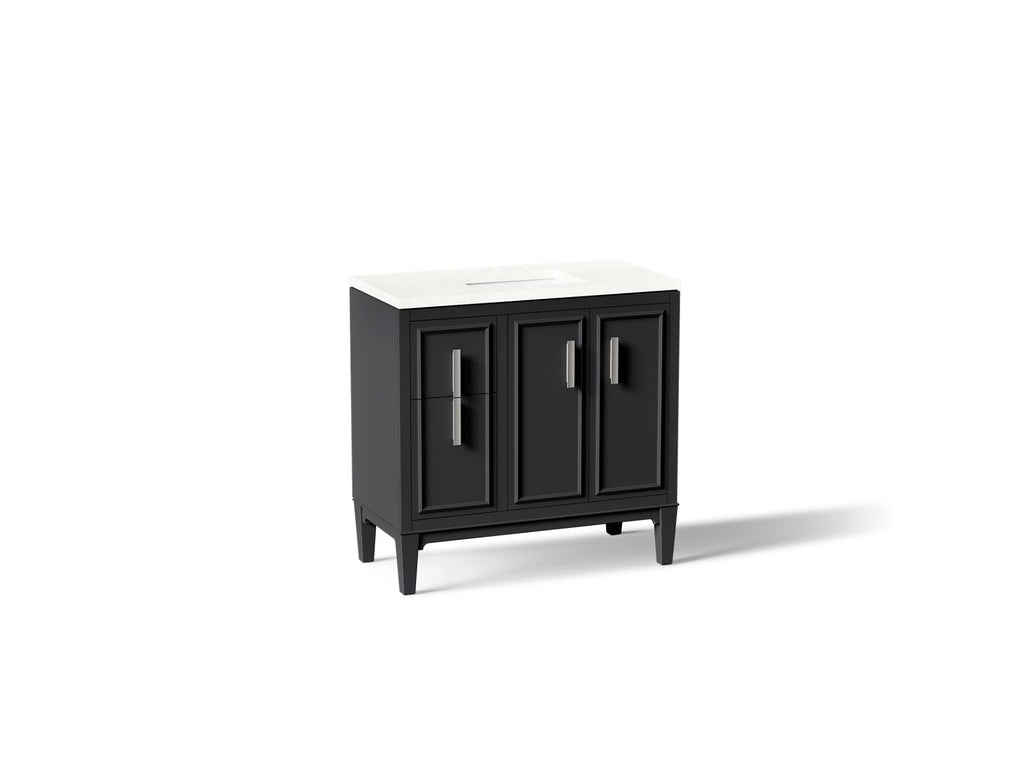 KOHLER K-33545-ASB-1WX Southerk 36" Bathroom Vanity Cabinet With Sink And Quartz Top - Slate Grey