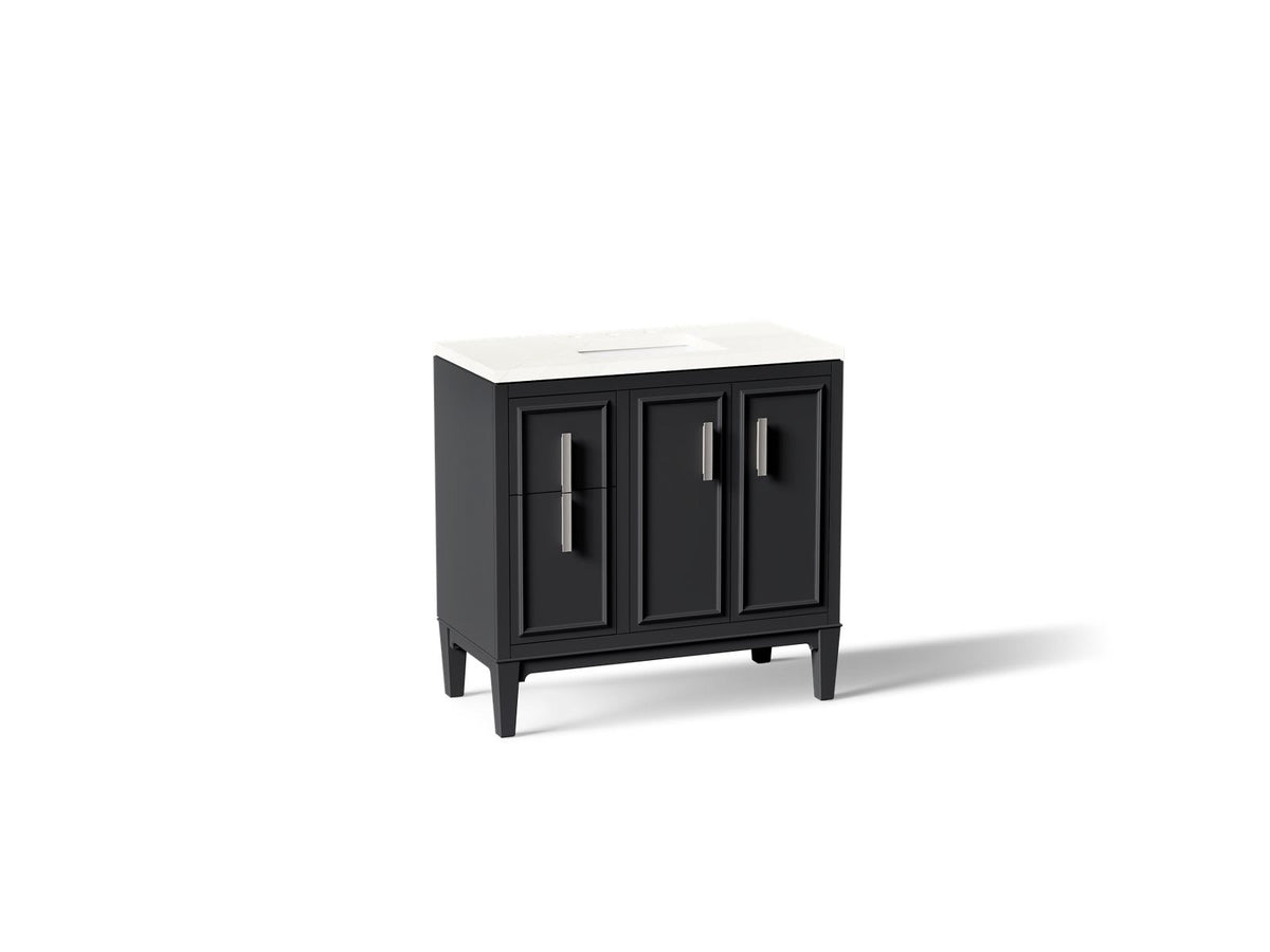 KOHLER K-33545-ASB-1WX Southerk 36" Bathroom Vanity Cabinet With Sink And Quartz Top - Slate Grey
