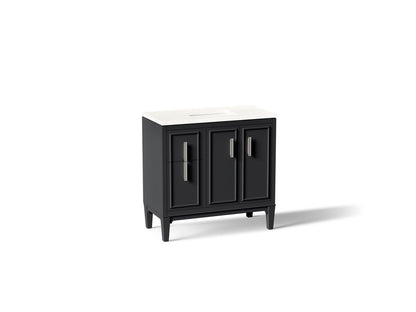 KOHLER K-33545-ASB-1WX Southerk 36" bathroom vanity cabinet with sink and quartz top - Slate Grey