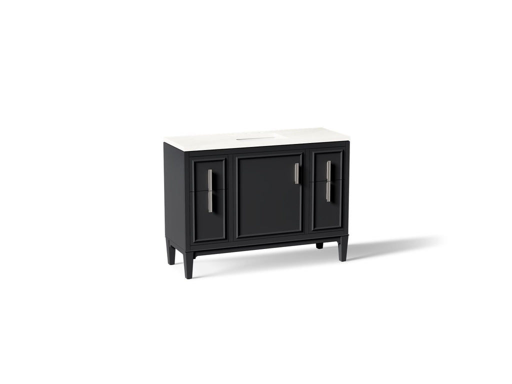 KOHLER K-33546-ASB-1WX Southerk 48" Bathroom Vanity Cabinet With Sink And Quartz Top - Slate Grey