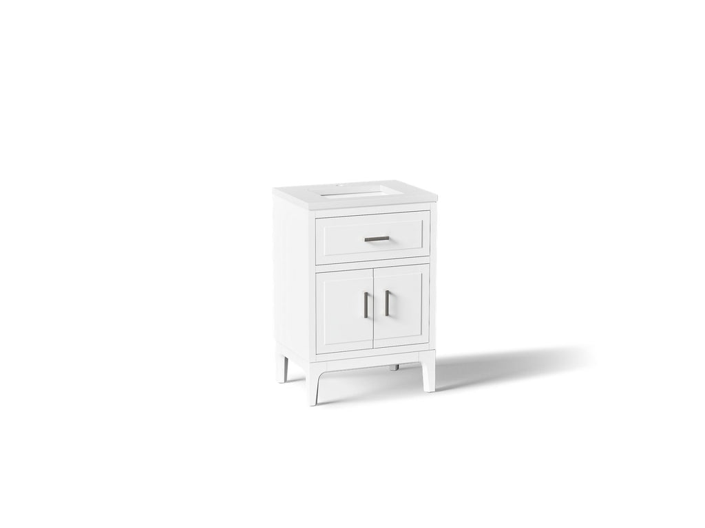 KOHLER K-33551-ASB-0 Seer 24" Bathroom Vanity Cabinet With Sink And Quartz Top - White