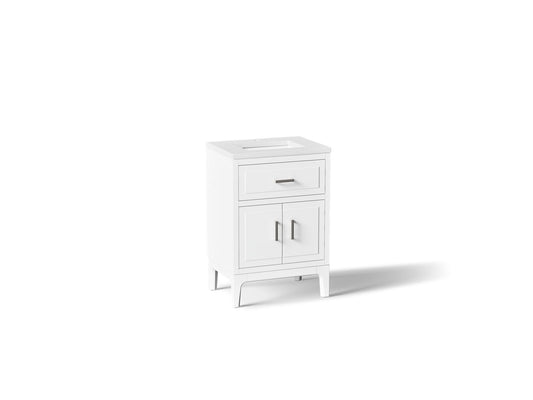 KOHLER K-33551-ASB-0 Seer 24" bathroom vanity cabinet with sink and quartz top - White