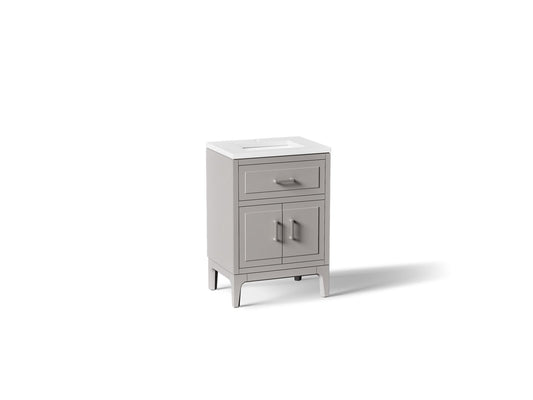 KOHLER K-33551-ASB-1WT Seer 24" bathroom vanity cabinet with sink and quartz top - Mohair Grey