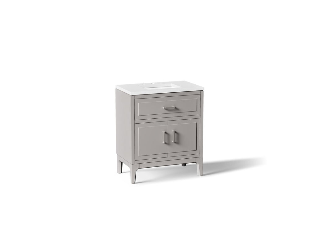 KOHLER K-33552-ASB-1WT Seer 30" Bathroom Vanity Cabinet With Sink And Quartz Top - Mohair Grey