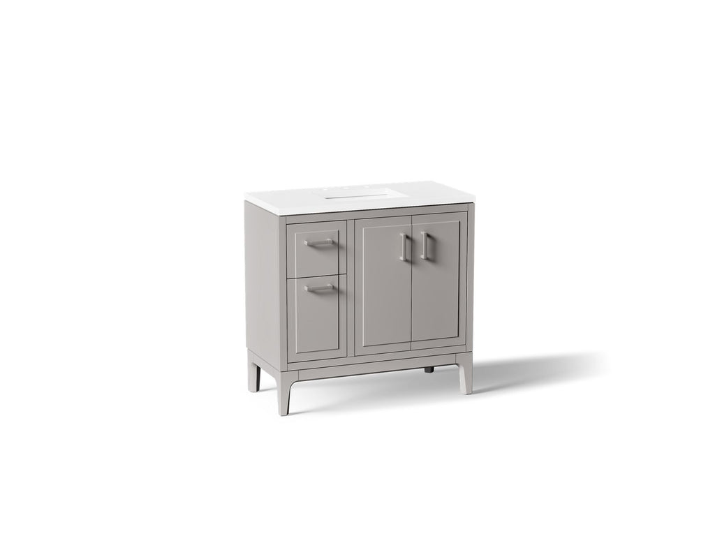 KOHLER K-33553-ASB-1WT Seer 36" Bathroom Vanity Cabinet With Sink And Quartz Top - Mohair Grey