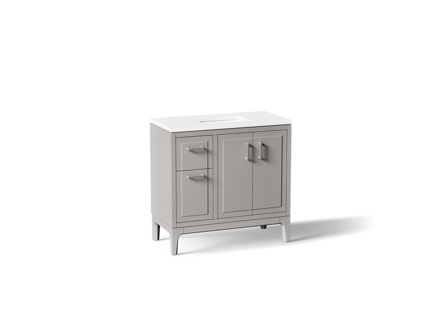 KOHLER K-33553-ASB-1WT Seer 36" bathroom vanity cabinet with sink and quartz top - Mohair Grey