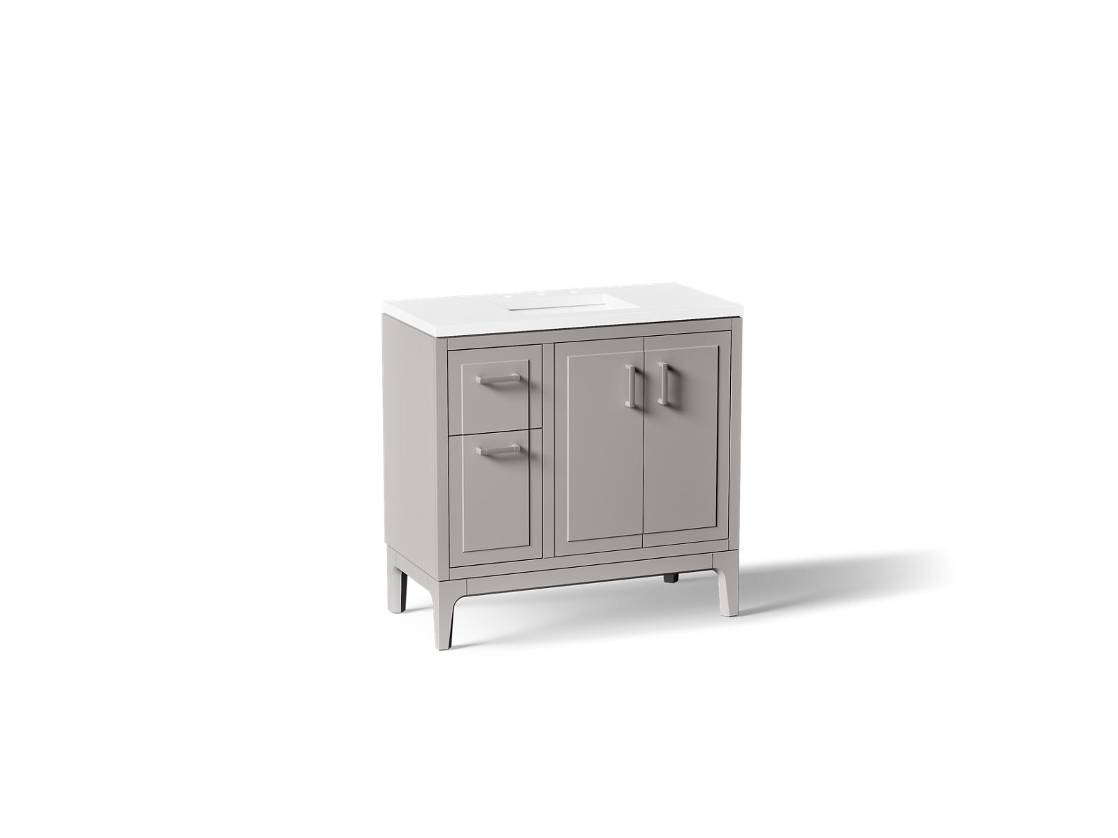 KOHLER K-33553-ASB-1WT Seer 36" Bathroom Vanity Cabinet With Sink And Quartz Top - Mohair Grey