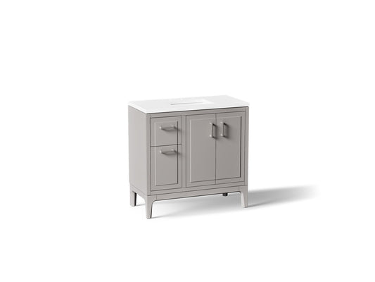 KOHLER K-33553-ASB-1WT Seer 36" bathroom vanity cabinet with sink and quartz top - Mohair Grey
