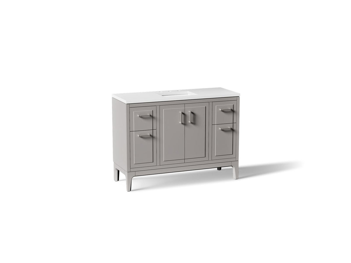 KOHLER K-33554-ASB-1WT Seer 48" Bathroom Vanity Cabinet With Sink And Quartz Top - Mohair Grey
