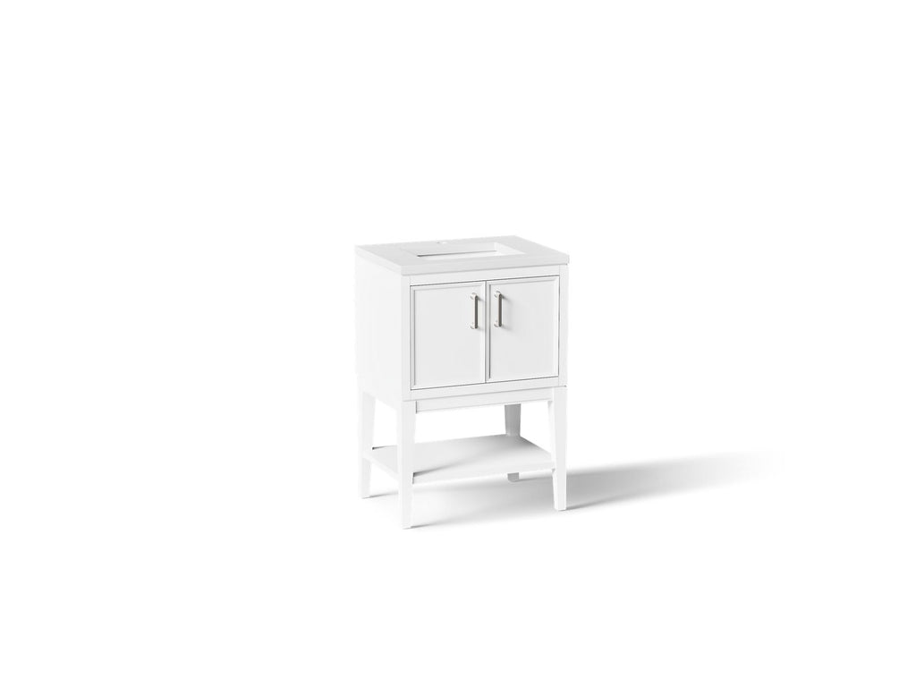 KOHLER K-33577-ASB-0 Winnow 24" Bathroom Vanity Cabinet With Sink And Quartz Top - White