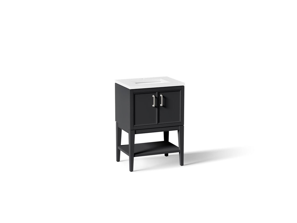 KOHLER K-33577-ASB-1WX Winnow 24" Bathroom Vanity Cabinet With Sink And Quartz Top - Slate Grey