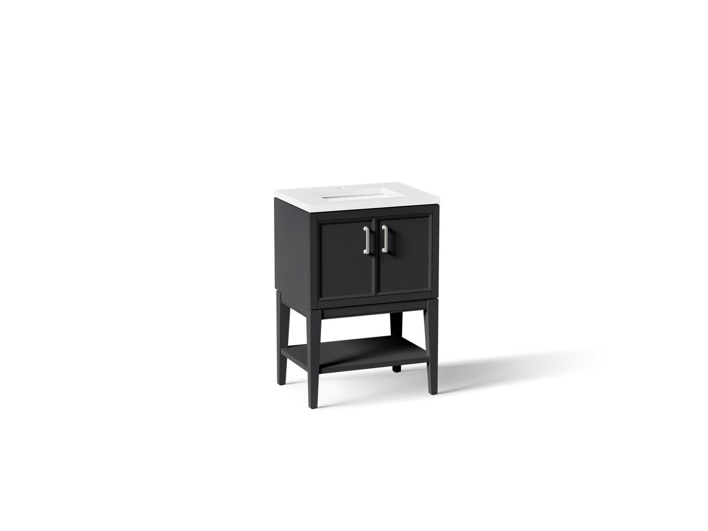 KOHLER K-33577-ASB-1WX Winnow 24" bathroom vanity cabinet with sink and quartz top - Slate Grey