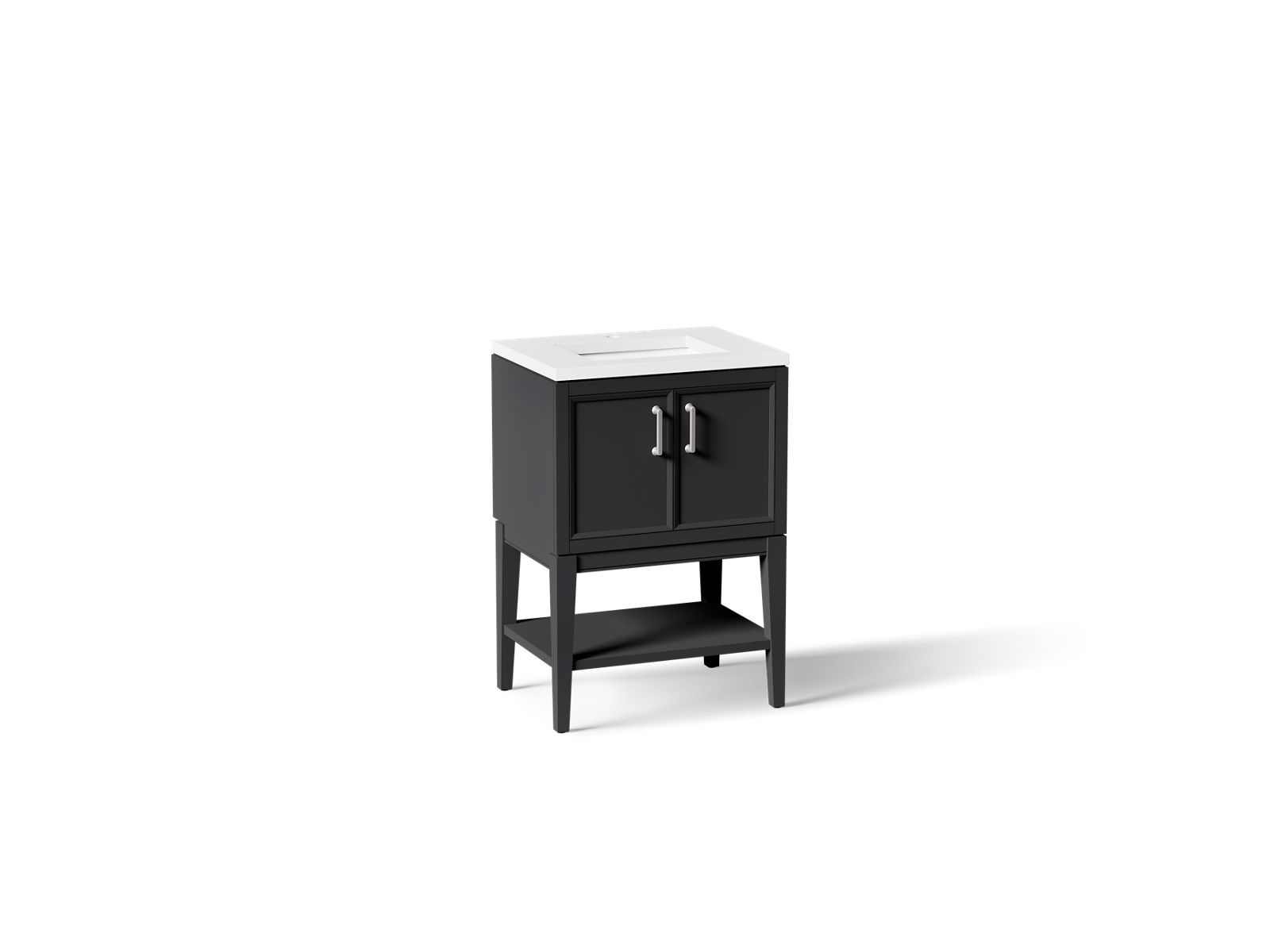 KOHLER K-33577-ASB-1WX Winnow 24" Bathroom Vanity Cabinet With Sink And Quartz Top - Slate Grey