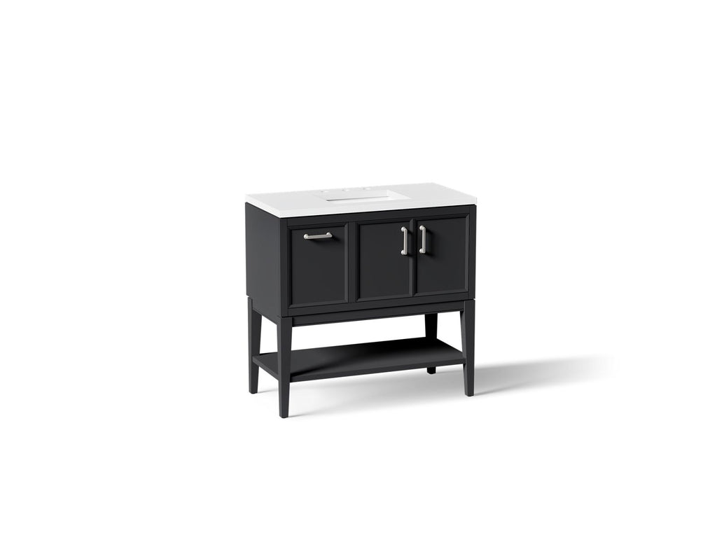 KOHLER K-33579-ASB-1WX Winnow 36" Bathroom Vanity Cabinet With Sink And Quartz Top - Slate Grey
