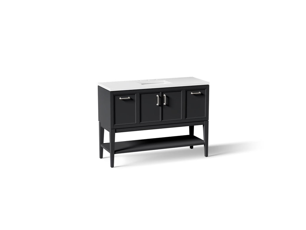 KOHLER K-33580-ASB-1WX Winnow 48" Bathroom Vanity Cabinet With Sink And Quartz Top - Slate Grey