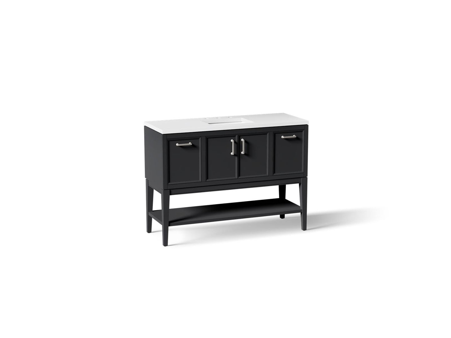 KOHLER K-33580-ASB-1WX Winnow 48" bathroom vanity cabinet with sink and quartz top - Slate Grey