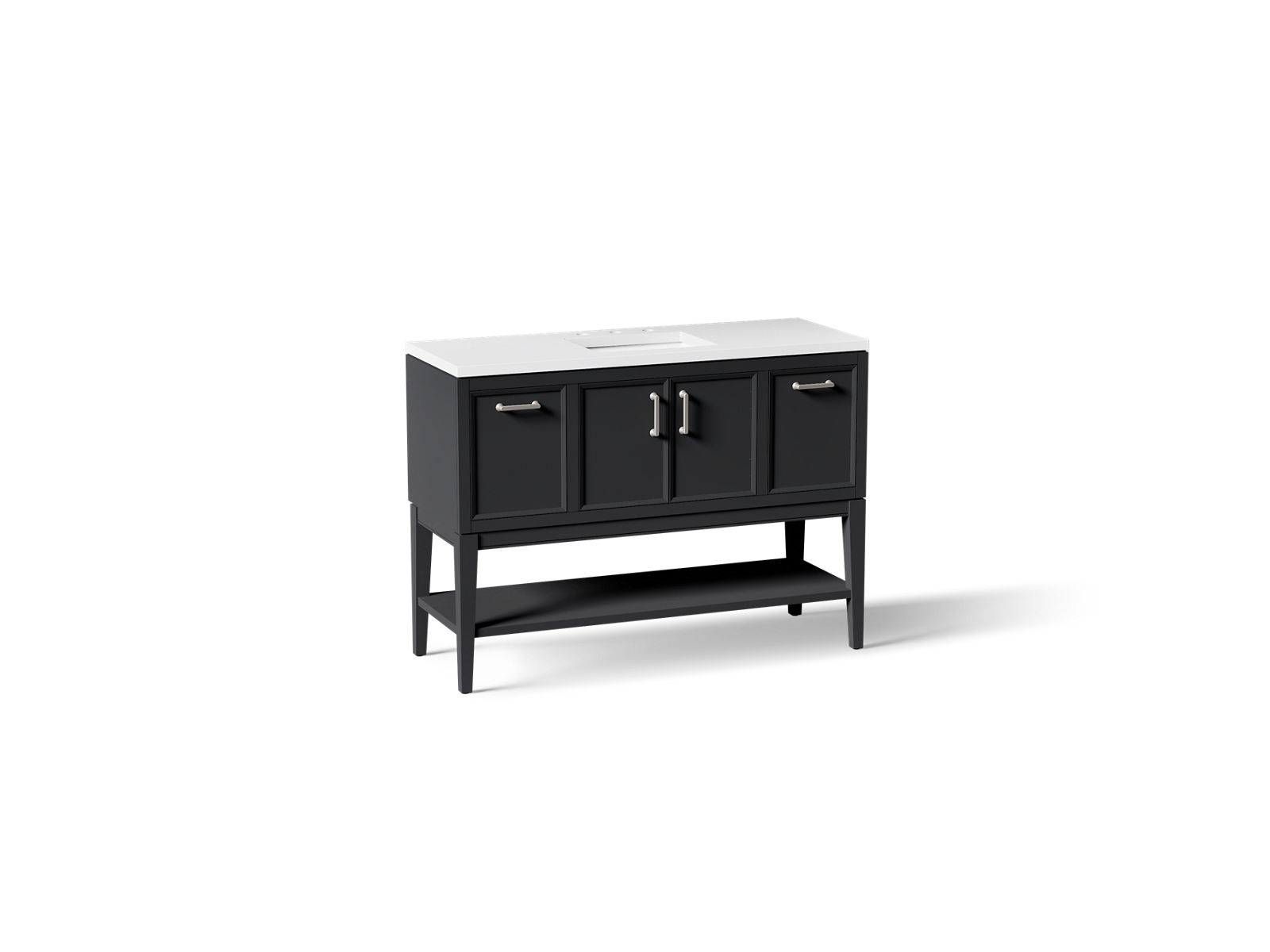 KOHLER K-33580-ASB-1WX Winnow 48" Bathroom Vanity Cabinet With Sink And Quartz Top - Slate Grey