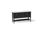 KOHLER K-33581-ASB-1WX Winnow 60" Bathroom Vanity Cabinet With Sinks And Quartz Top - Slate Grey
