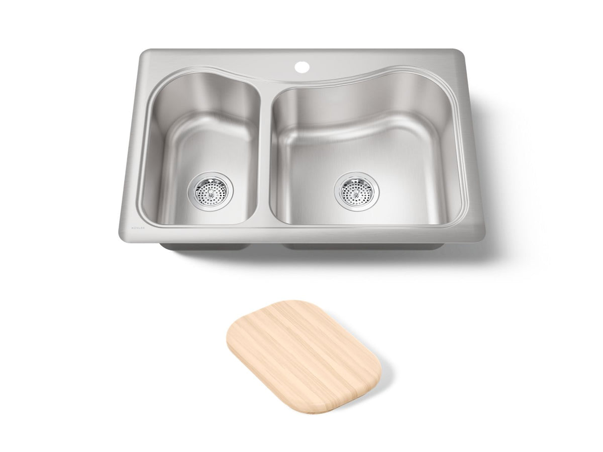 KOHLER K-3361-1-NA Staccato 33" Top-Mount Double-Bowl Kitchen Sink - Stainless Steel