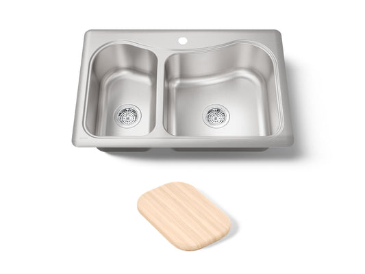 KOHLER K-3361-1-NA Staccato 33" top-mount double-bowl kitchen sink - Stainless Steel