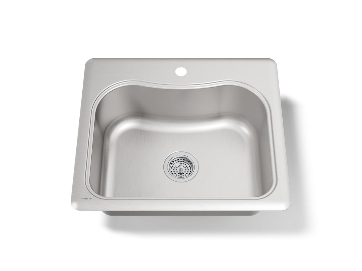 KOHLER K-3362-1-NA Staccato 25" Top-Mount Single-Bowl Kitchen Sink - Stainless Steel