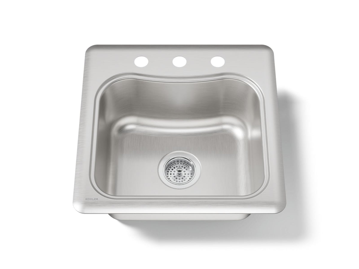 KOHLER K-3363-3-NA Staccato 20" Top-Mount Single-Bowl Bar Sink - Stainless Steel