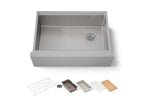 KOHLER K-33655-PC-NA Strive 29-1/2" Undermount Single-Bowl Farmhouse Workstation Kitchen Sink - Stainless Steel