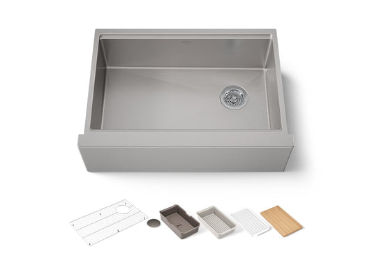 KOHLER K-33655-PC-NA Strive 29-1/2" undermount single-bowl farmhouse workstation kitchen sink - Stainless Steel