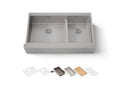 KOHLER K-33658-PC-NA Strive Smart Divide 35-1/2” Undermount Double-Bowl Farmhouse Workstation Kitchen Sink - Stainless Steel