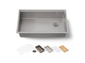 KOHLER K-33662-PC-NA Strive 32" Undermount Single-Bowl Workstation Kitchen Sink - Stainless Steel