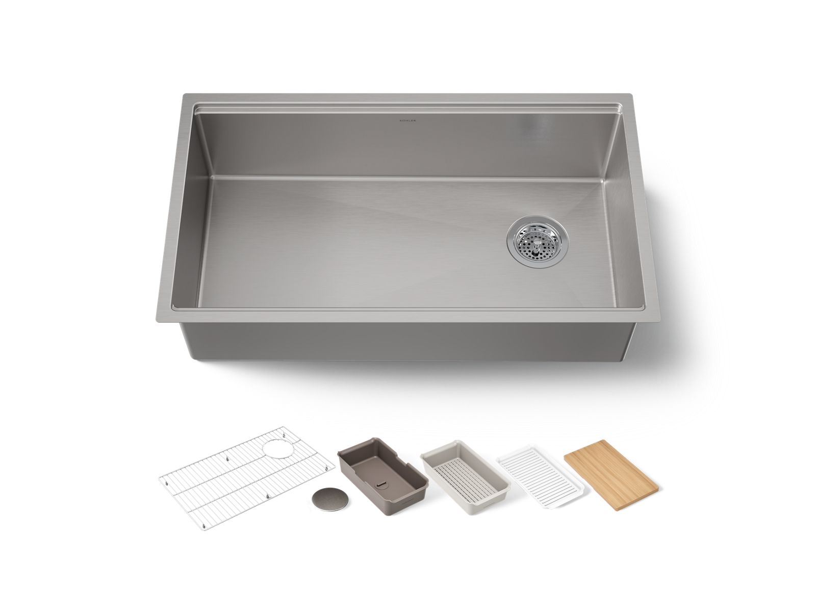 KOHLER K-33662-PC-NA Strive 32" Undermount Single-Bowl Workstation Kitchen Sink - Stainless Steel