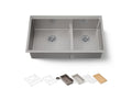 KOHLER K-33664-PC-NA Strive Smart Divide 32" Undermount Double-Bowl Workstation Kitchen Sink - Stainless Steel