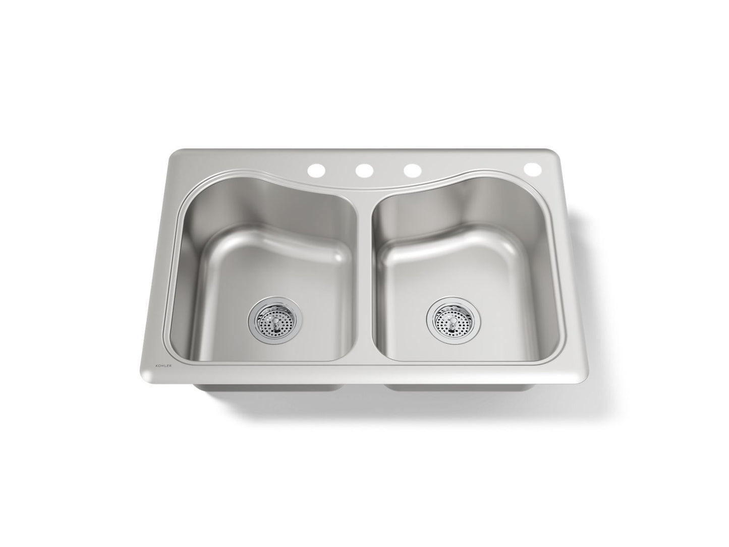 KOHLER K-3369-4-NA Staccato 33" top-mount double-bowl kitchen sink - Stainless Steel