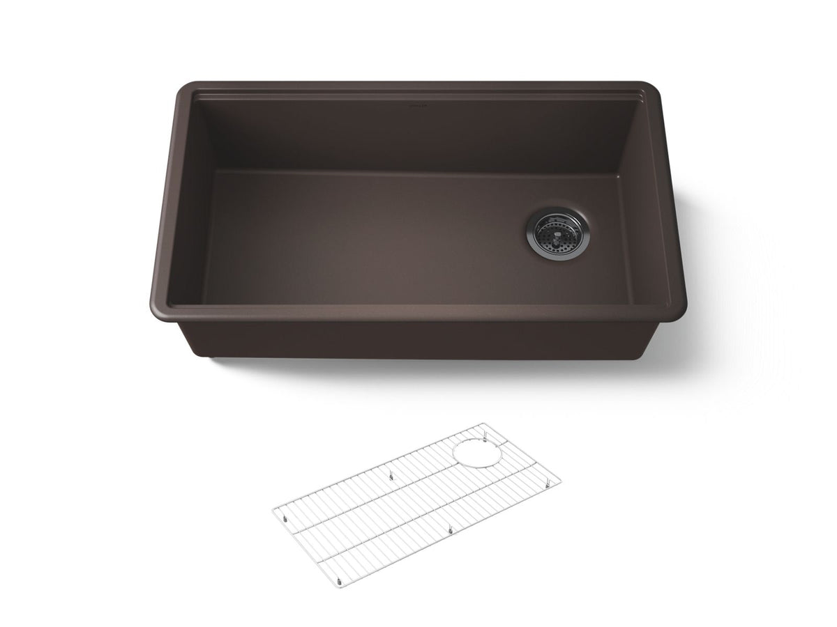 KOHLER K-33710-CM2 Billings 32-1/2" Undermount Single-Bowl Kitchen Sink - Matte Brown